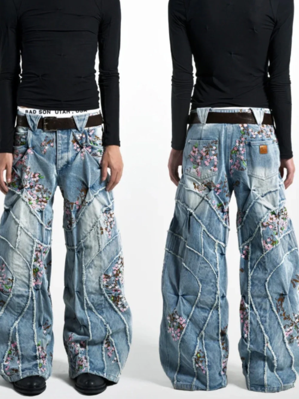 Badson Cherry Blossom Jeans  Unisex  Size XL - Picture 5 of 16
